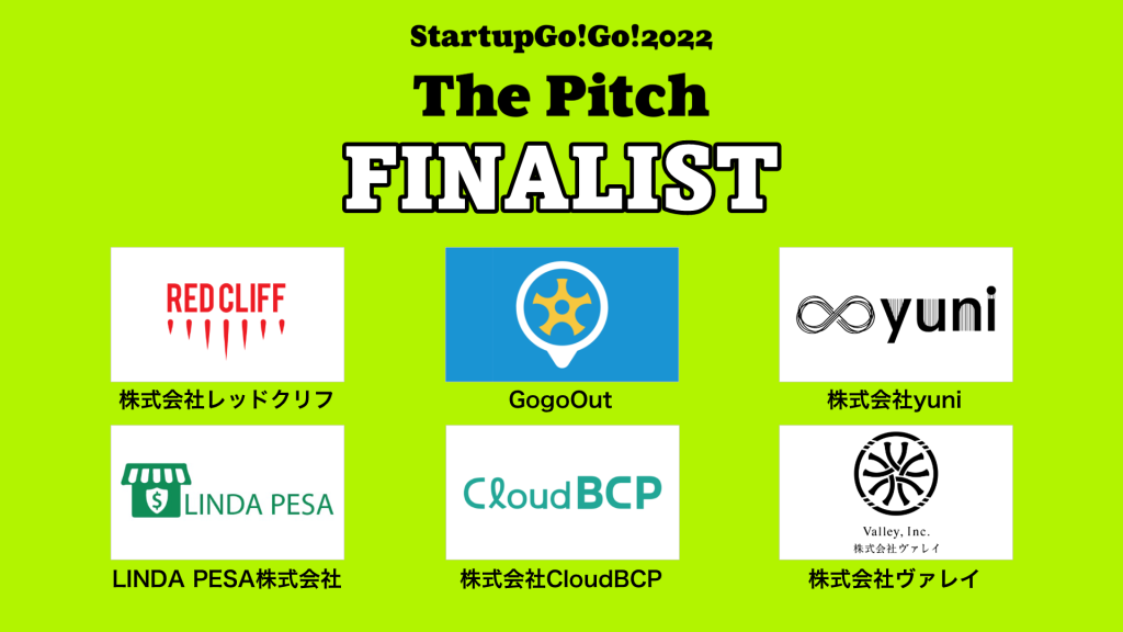 『StartupGo!Go!2022The Pitch』ファイナリスト ピッチオーダー